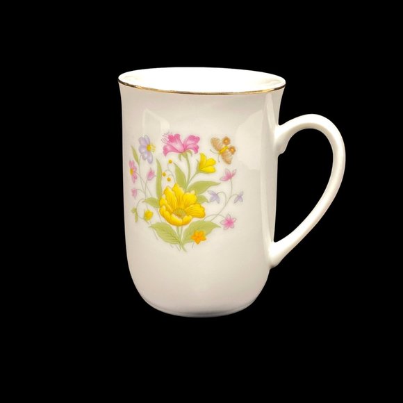 Vintage Coffee Mug Tea Cup Spring Flower Garden Butterfly Norleans Japan - Picture 1 of 12